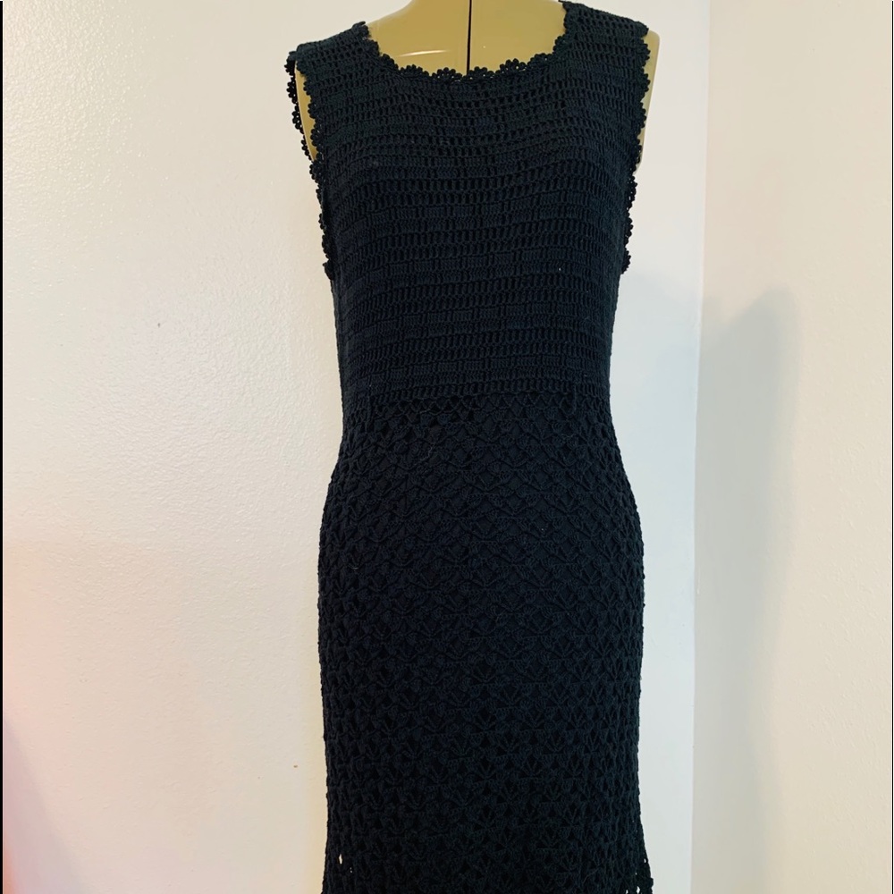 WOW COUTURE World Black Crocheted Stretch Dress